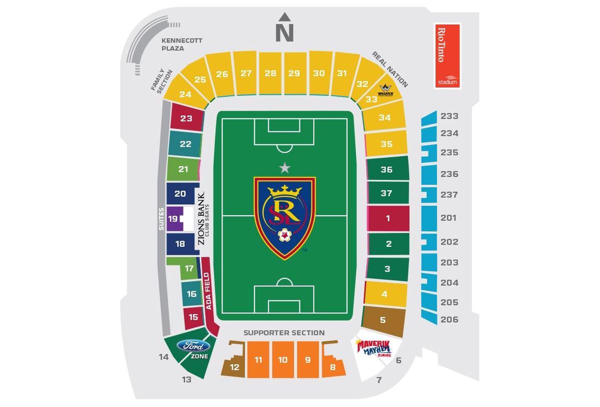 El estadio Rio tinto de asientos mapa