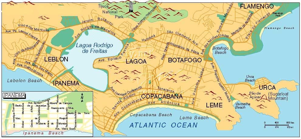 mapa de playas en Río de Janeiro