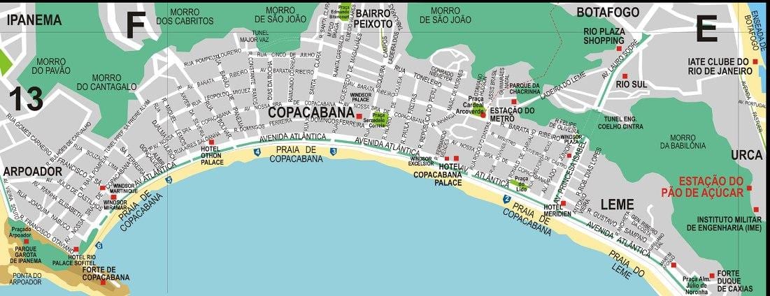 copacabana de Río de Janeiro mapa