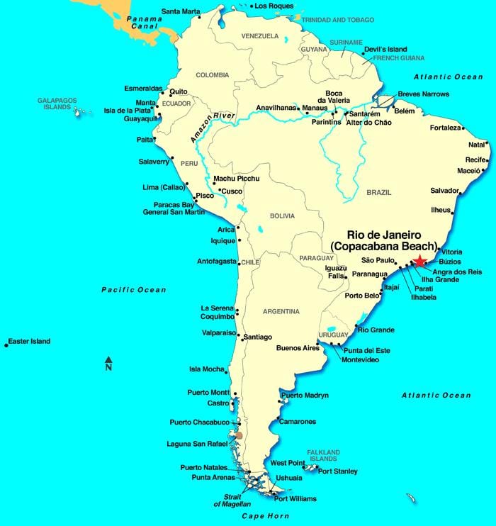 Río de Janeiro mapa de américa del sur