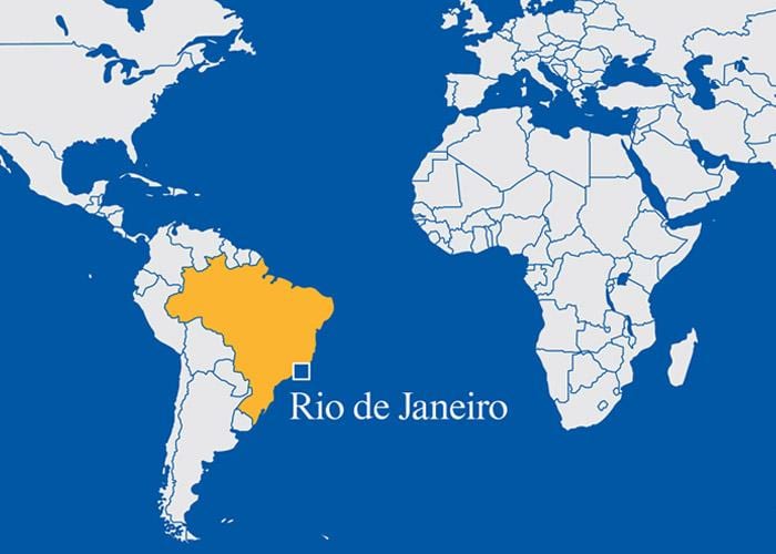 mapa del mundo que muestra de Río de Janeiro