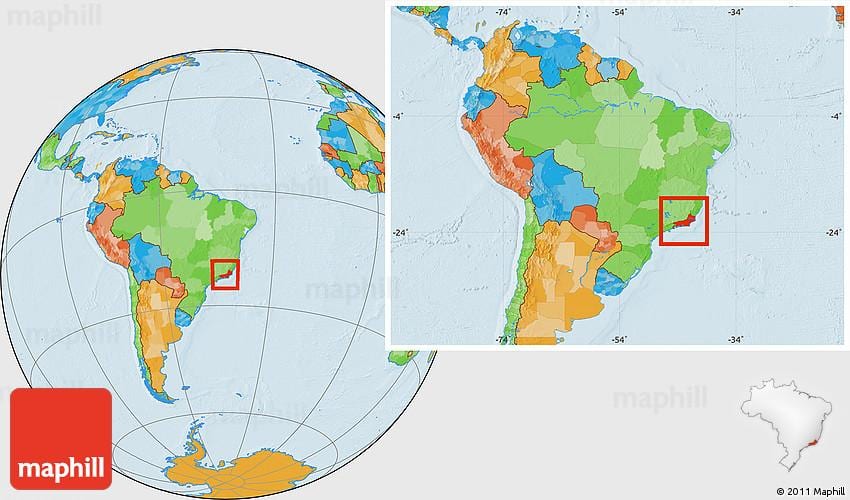 mapa del mundo mostrando Río