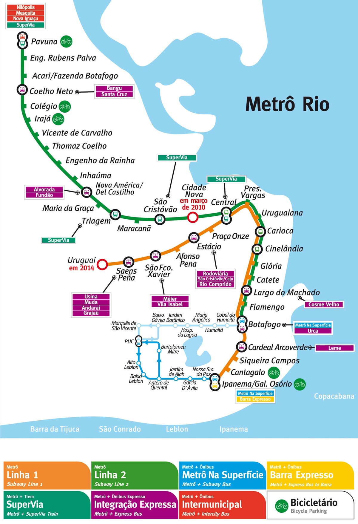 mapa del metro de Río de Janeiro