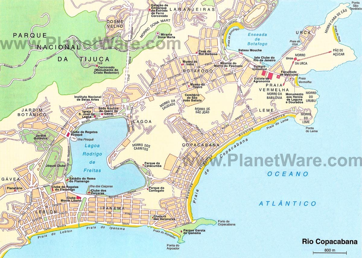 mapa de playas en Río de Janeiro