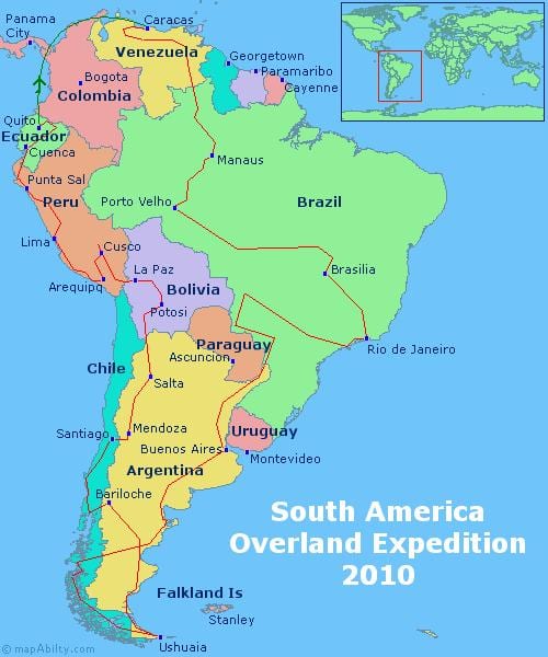 mapa de américa del sur Rio