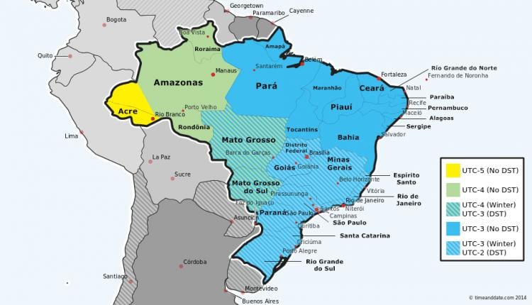 La zona horaria de Rio mapa