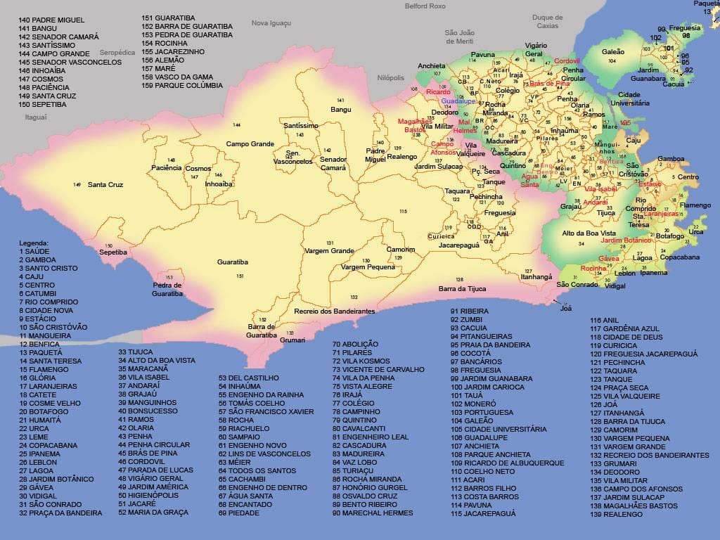 mapa de Río de Janeiro barrios